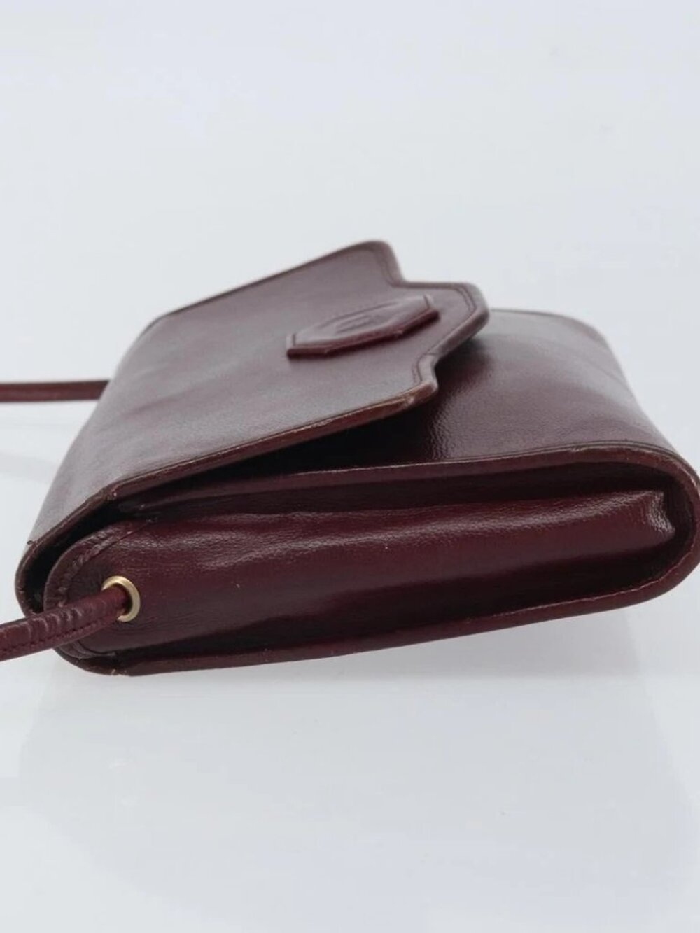 Christian Dior Shoulder Bag Leather Bordeaux Gold Auth - Picture 3 of 14